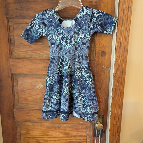 Shellys London Blue and Purple Fit and Flare Dress with Scoop Neck - Picture 1 of 10